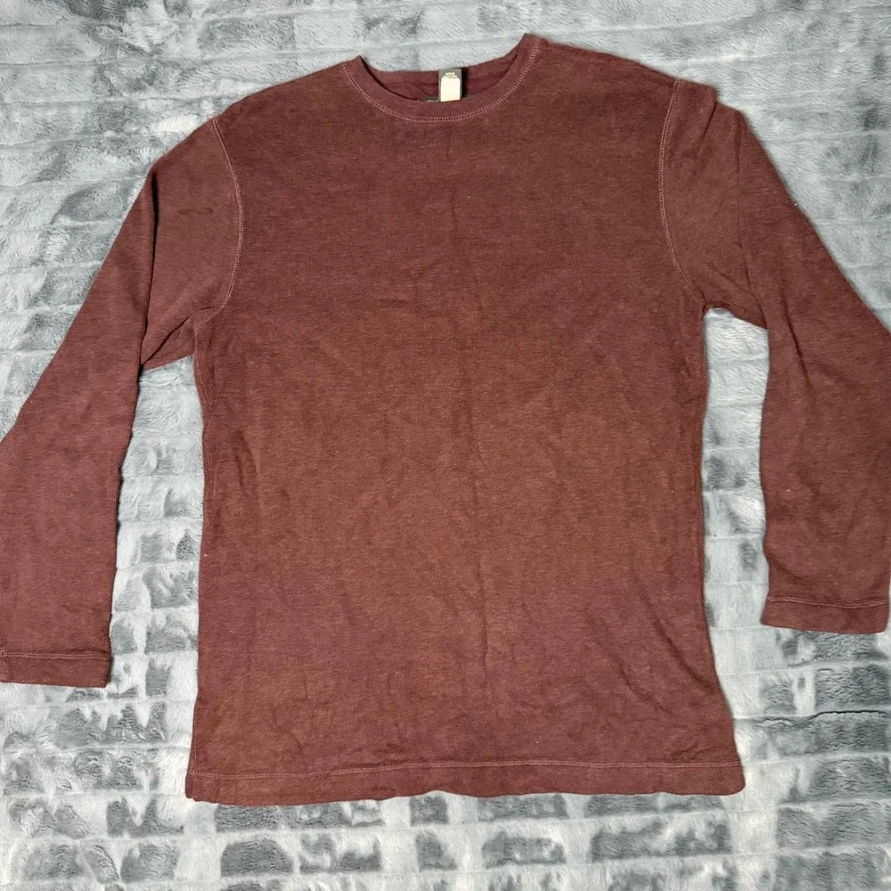 Banana Republic Mens Burgundy Waffle Knit Thermal Long Sleeve Shirt Maroon L